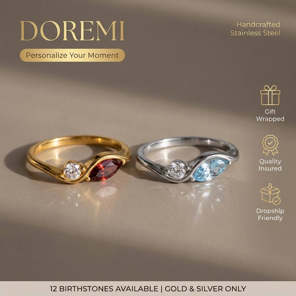 DOREMI Waterproof Tarnish Resi - đánh giá và giá Birthstone Ring Set