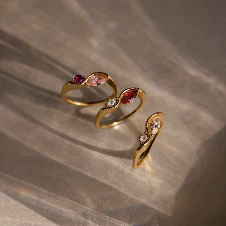 DOREMI Waterproof Tarnish Resi - đánh giá và giá Birthstone Ring Set