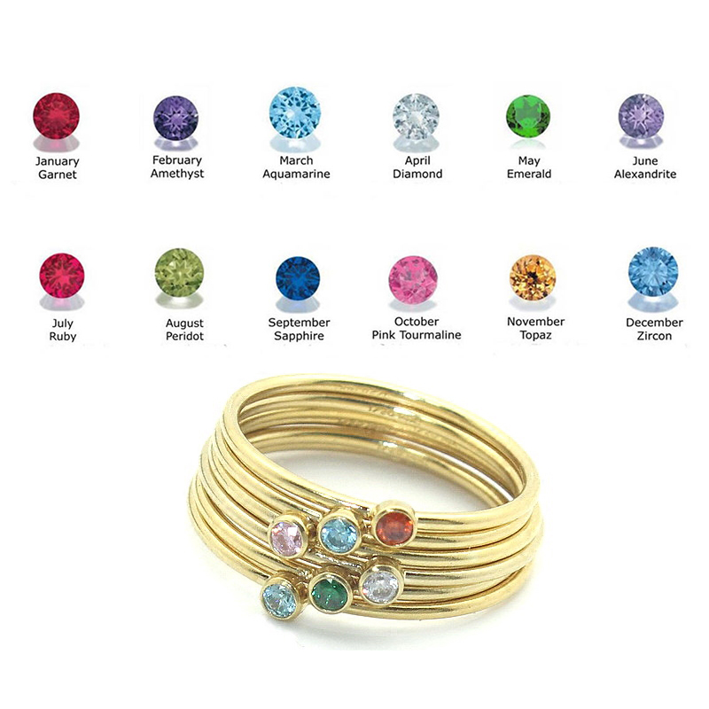 Đấu Trường Sinh Tử Nhẫn 14K Đầ - đánh giá và giá Birthstone Ring Set