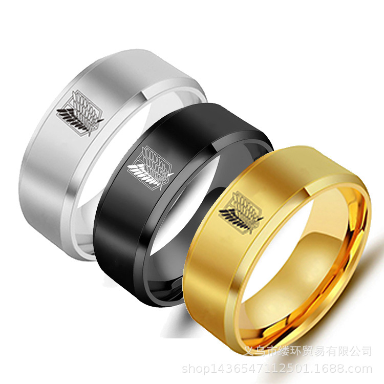 5 Màu Attack On Titan Đen Bạc  - đánh giá và giá Titanium Steel Ring