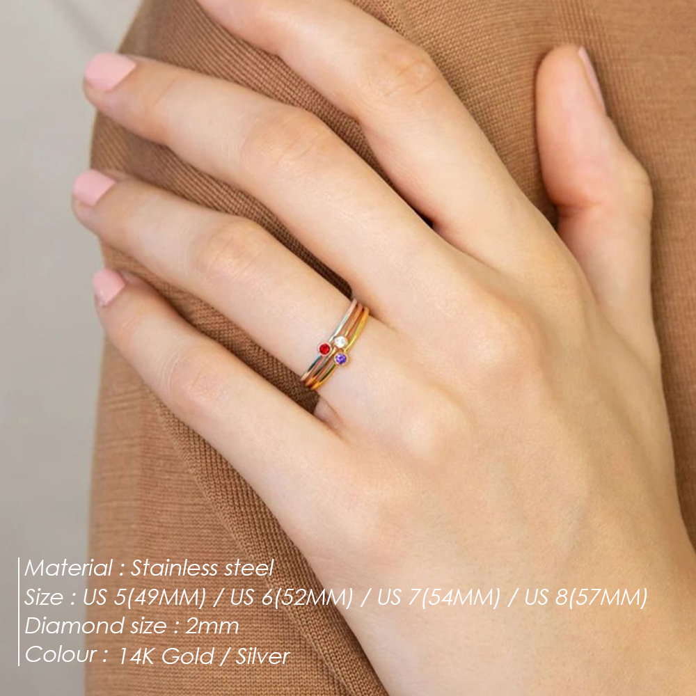 EManco 316 Thép Không Gỉ Sinh  - đánh giá và giá Birthstone Ring Set