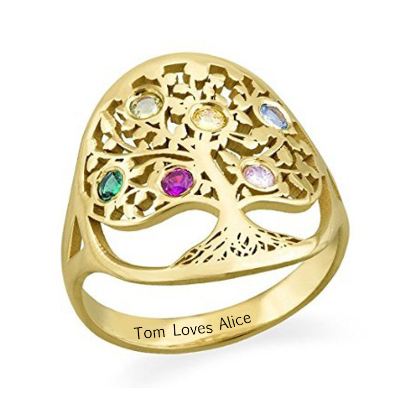 Amxiu Cá Tính Vòng Cây Với Bir - đánh giá và giá Birthstone Ring Set