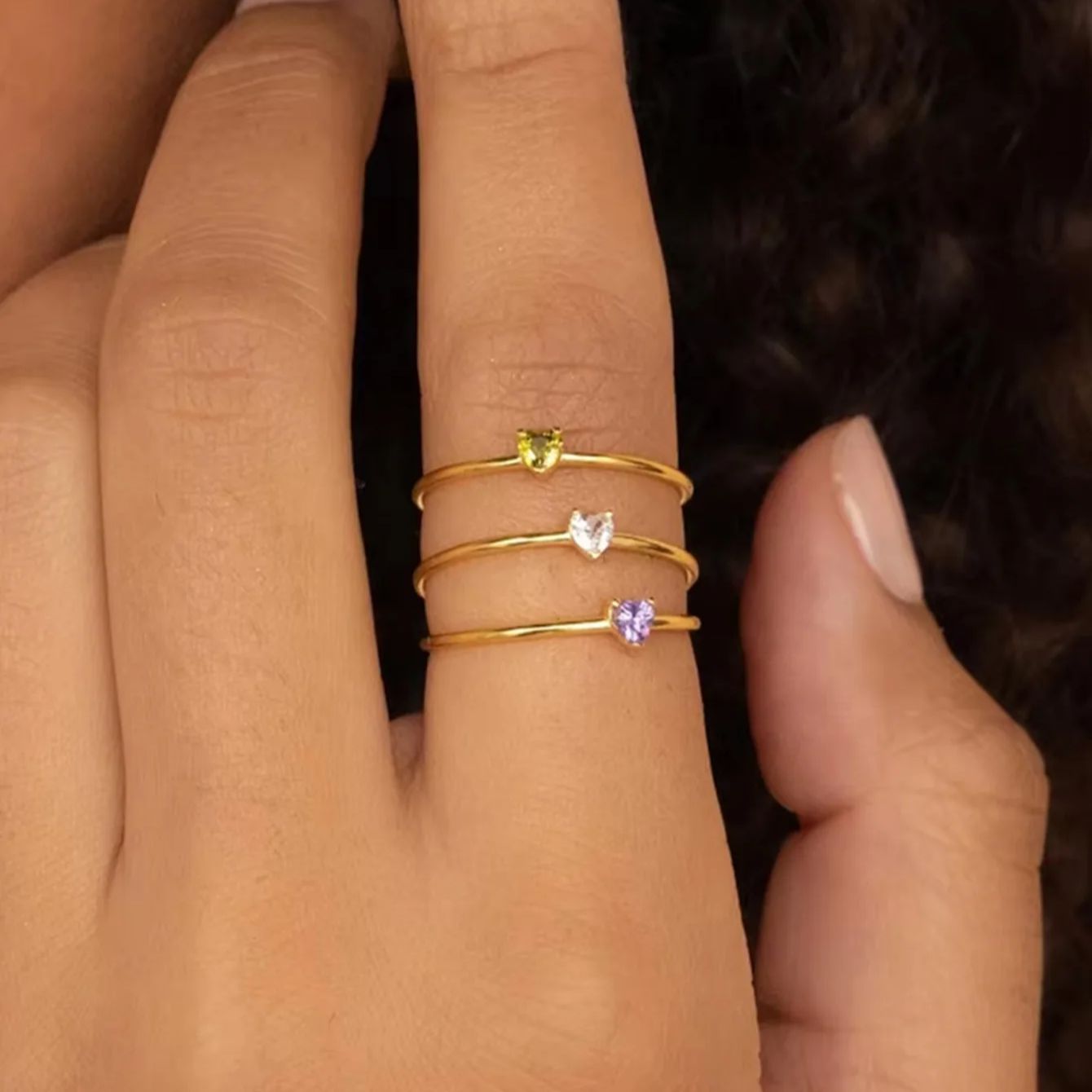 12 Birthstone Zirconia Heart R - đánh giá và giá Birthstone Ring Set