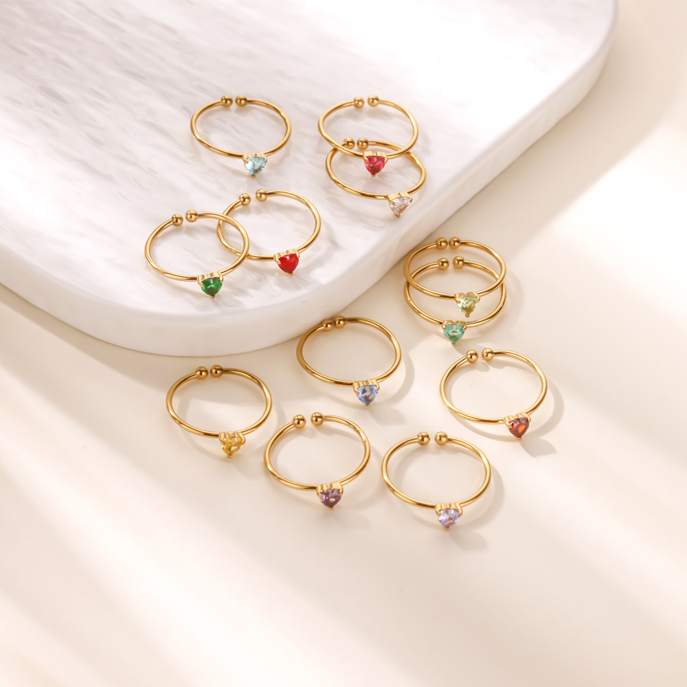12 Birthstone Zirconia Heart R - đánh giá và giá Birthstone Ring Set