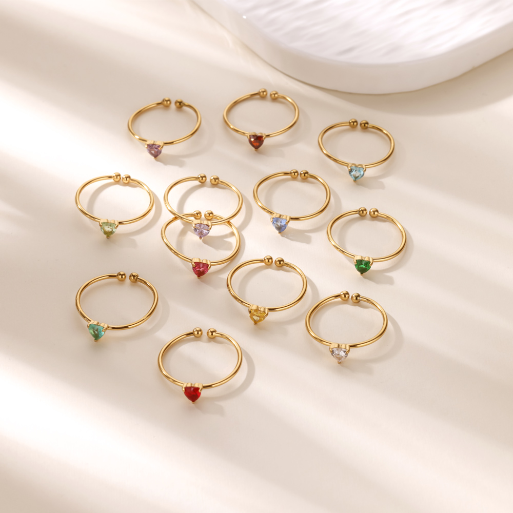 12 Birthstone Zirconia Heart R - đánh giá và giá Birthstone Ring Set