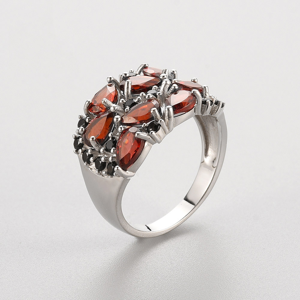 Simple Designed Natural Garnet - đánh giá và giá Birthstone Ring Set