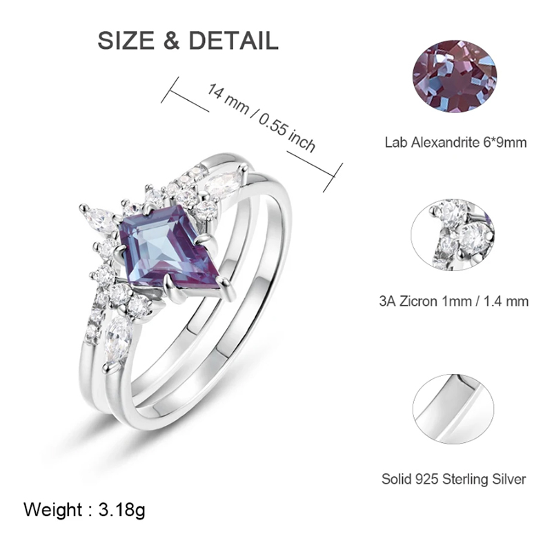 ALLNOEL Kite Cut 0.91ct Alexan - đánh giá và giá Birthstone Ring Set