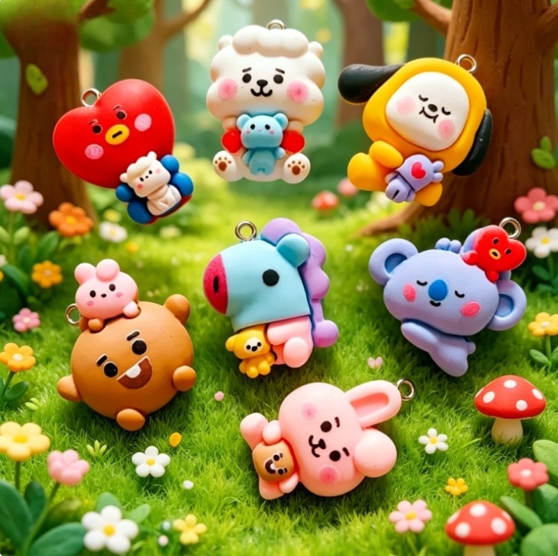 7pcs BT21 Resin Cartoon Charm  - đánh giá và giá Charm Bracelet Beads