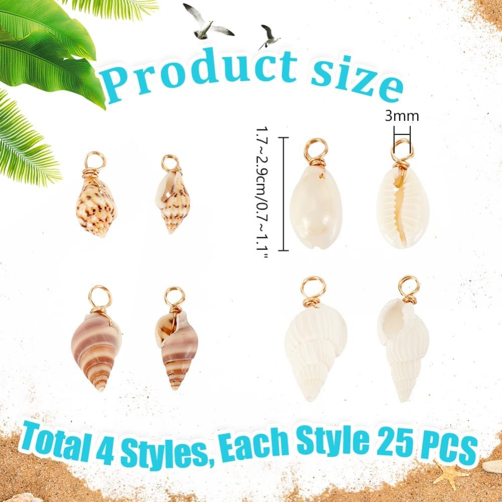 100pcs 4 Styles Natural Shell  - đánh giá và giá Charm Bracelet Beads