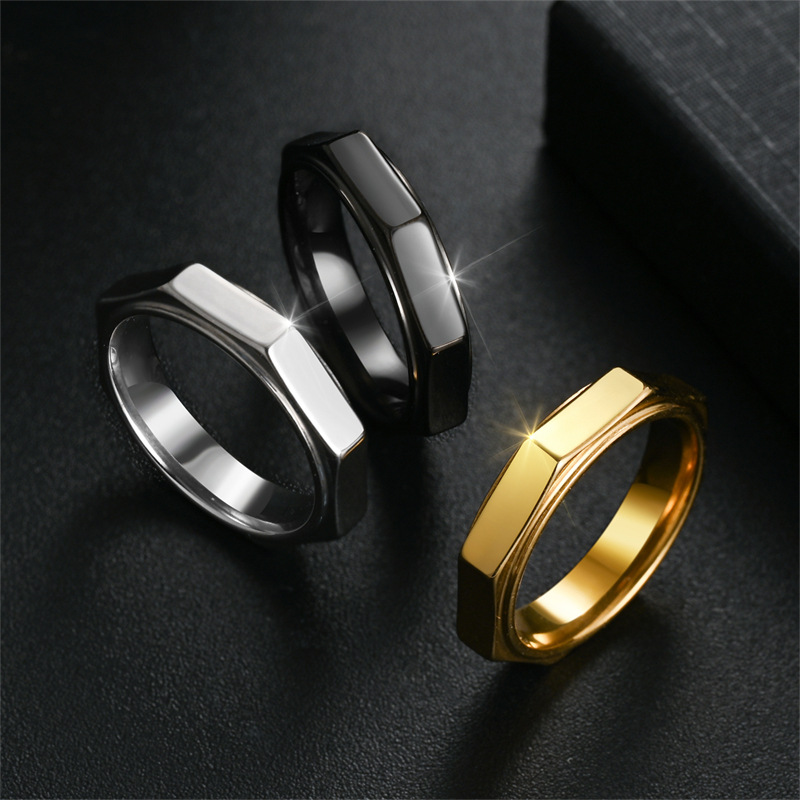 5MM Fashion Hexagon Titanium S - đánh giá và giá Titanium Steel Ring
