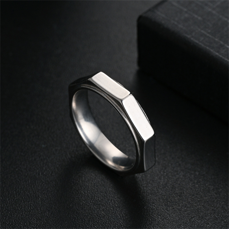 5MM Fashion Hexagon Titanium S - đánh giá và giá Titanium Steel Ring